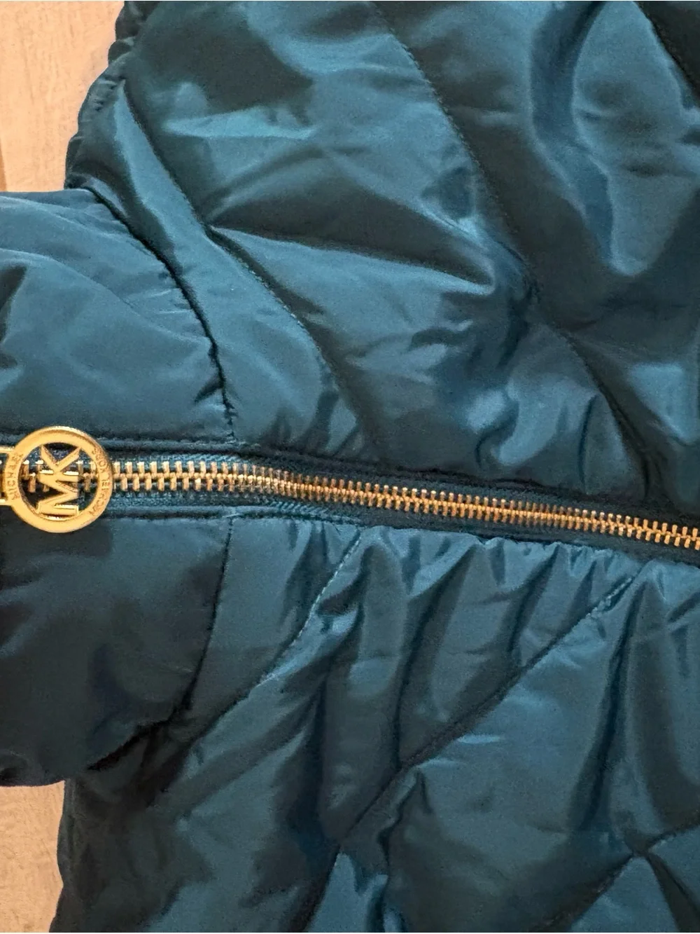 Michael Kors Teal Quilted Puffer Vest with Gold Zipper